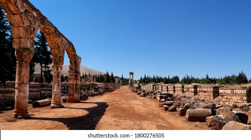 Byzantine Arches Of Stores Along The Cardo Maximus In The Capital City Of The Umayyad Dynasty, Anjar, Bekaa Valley, Lebanon, Middle East, Color