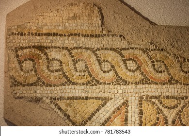 Byzantine Floor Mosaic. An Ornament Made Of Smalt Slices.