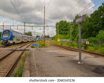 Nyköping C, Sweden -June, 2021: Train Station Of Nyköping. Södermanland Region, Scandinavia. North Europe.