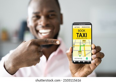 Cab Booking And Online Taxi App On Mobile Phone