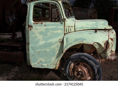 The Cab Of An Old Abandoned Truck In An Opal Mining Area Of Outback New South Wales