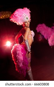 Cabaret Dancer Over Dark Background