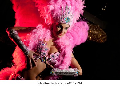 Cabaret Dancer Over Dark Background