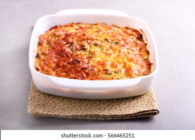 Cabbage and bacon bake in tin