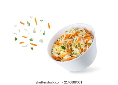 Cabbage carrot salad in a bowl on a white isolated background. toning. selective focus - Powered by Shutterstock