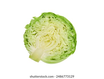 Cabbage with clipping path. Close up background and texture of green leaves cut cabbage. Food background. Top view.