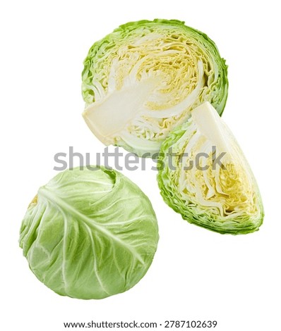 Cabbage clipping path. Cabbage with Cabbage half isolated on white background. Cabbage High End Retouching