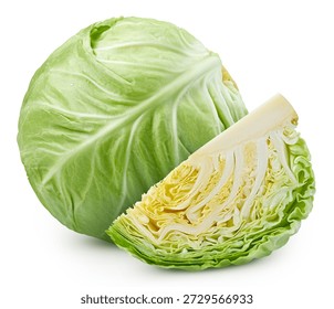 Cabbage Clipping Path. Cabbage isolated on white background. Cabbage studio macro shooting