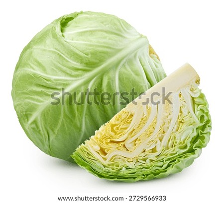 Cabbage Clipping Path. Cabbage isolated on white background. Cabbage studio macro shooting