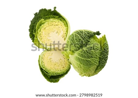 Cabbage cut to showcase its layers and texture, isolated, PNG