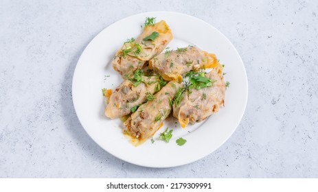 Cabbage Dolma In Plate Isolated