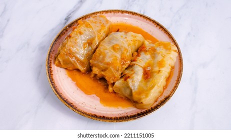 Cabbage Dolma Plate Isolated Top View