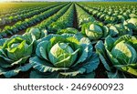 Cabbage growing in the field on garden area