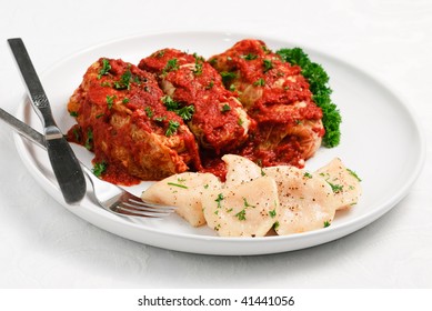 Cabbage Rolls And Perogies