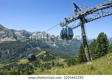 Cabel Car (Funicular) the Austrian Alps during the Summer