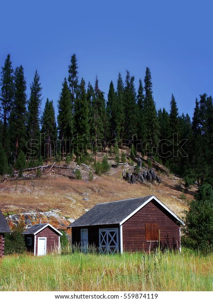 Cabin Barn Woods Toned Retro Vintage Buildings Landmarks Parks