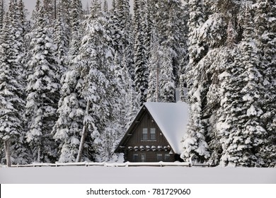 Cabin In Grand Tetons National Park In Winter, Wyoming