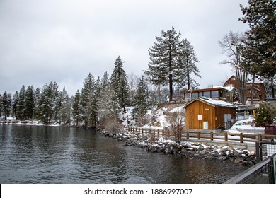 Cabin At Lake Tahoe During Winter Season