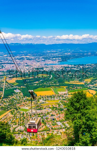 Cabin Lift Arriving Top Mont Saleve Stock Photo Edit Now 1243010818