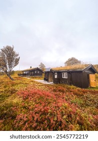 Cabin in the mountains in fall