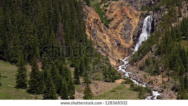 Cabin Near Waterfall Between Animas Forks Stock Photo Edit Now