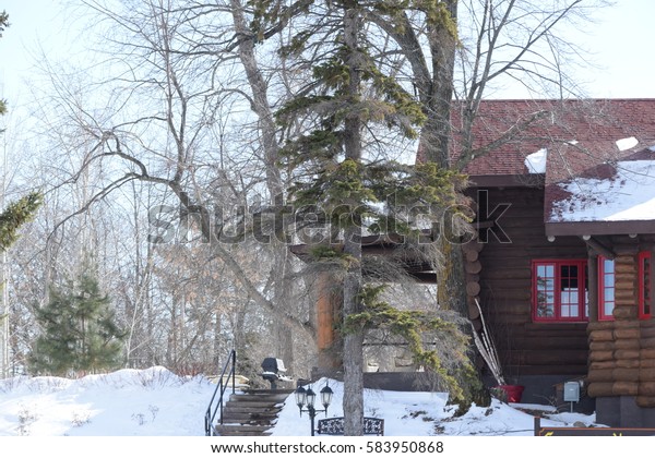 Cabin On Hill Buildings Landmarks Parks Outdoor Stock Image