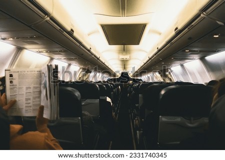 In the cabin of a passenger plane