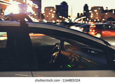 Cabin Of Police Car In Night City