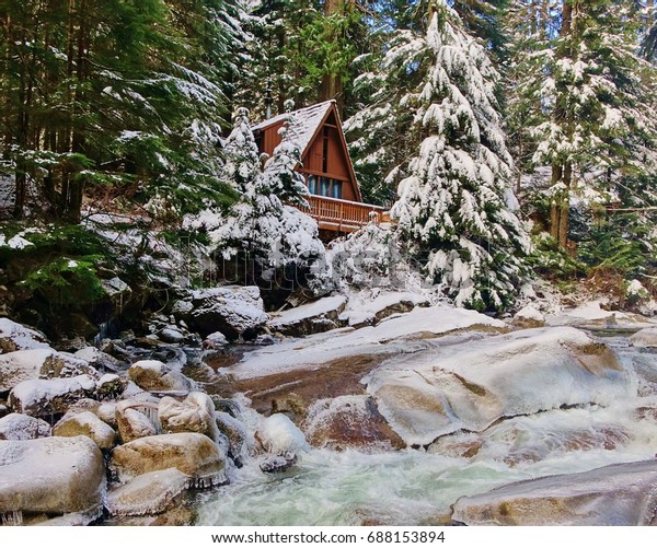 Cabin Woods Snowy Cold Washington Winter Stock Photo Edit Now