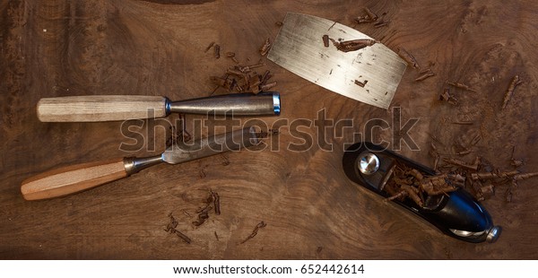 Cabinetmakers Woodworking Tools Dark Wood Stock Photo Edit Now