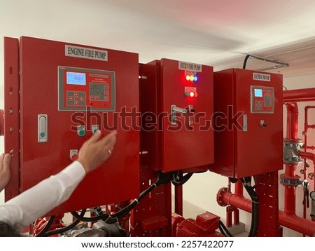 Cabinets to control the pumping system in the building, which has been tested before use.