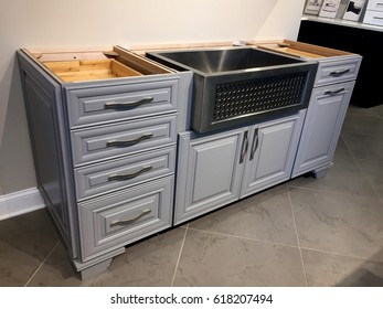 Cabinets, Kitchen Cabinetry In Gray Color