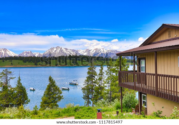 Cabins Grand Teton National Park Offer Stock Image Download Now