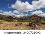 Cabins at a historic campsite in Colorado