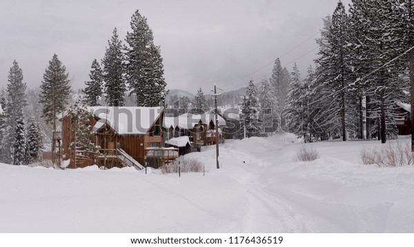 Cabins Houses Covered Snow Lake Tahoe Stock Photo Edit Now