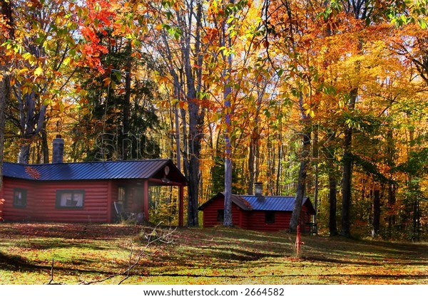 Cabins Michigan Upper Peninsula During Autumn Stock Photo Edit