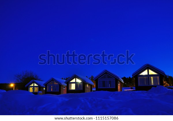 Cabins Trees North Pole Night Stock Photo Edit Now 1115157086