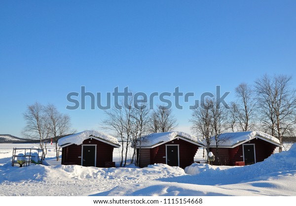 Cabins Trees Snow North Pole Stock Photo Edit Now 1115154668