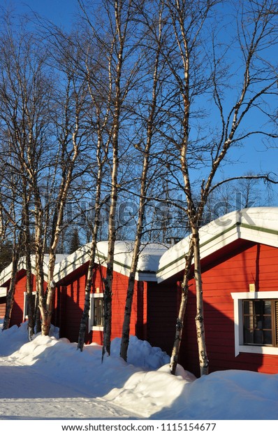 Cabins Trees Snow North Pole Stock Photo Edit Now 1115154677