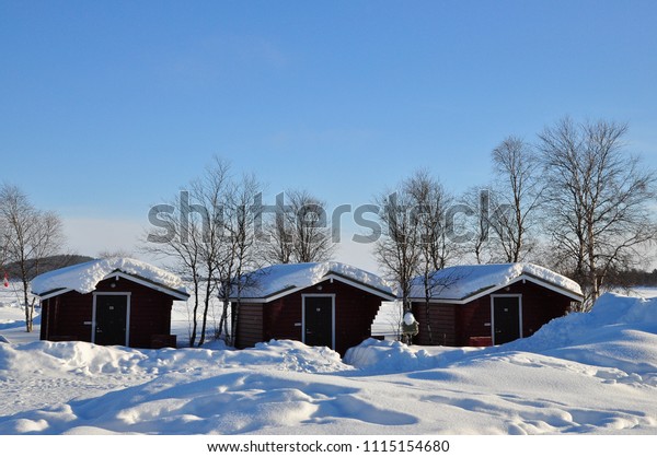 Cabins Trees Snow North Pole Stock Photo Edit Now 1115154680