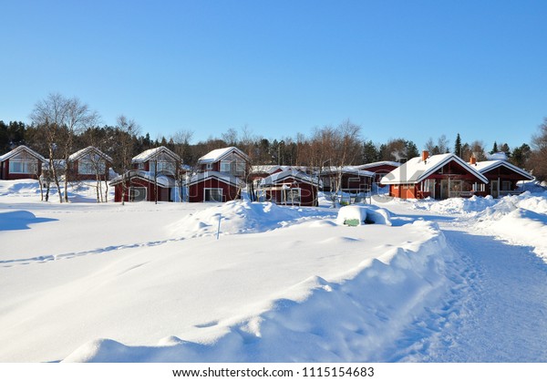 Cabins Trees Snow North Pole Stock Image Download Now