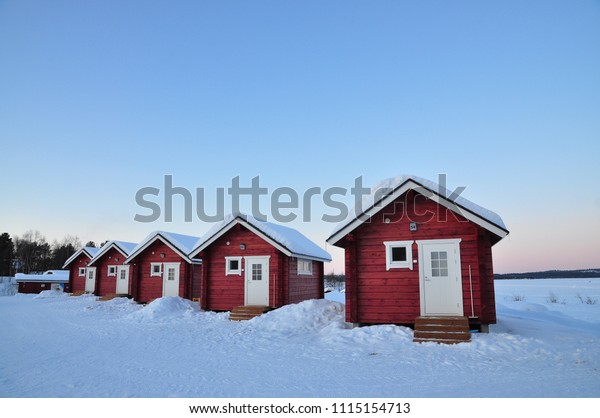 Cabins Trees Snow North Pole Stock Photo Edit Now 1115154713