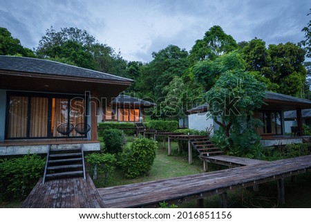 Cabins in the tropical jungle