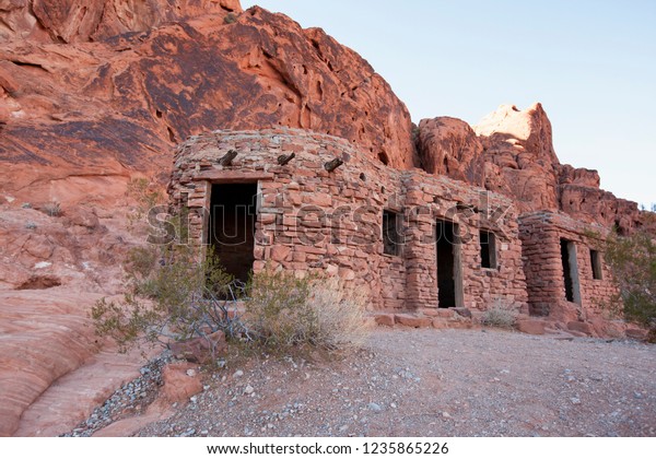 Cabins Valley Fire State Park Nevada Stock Photo Edit Now 1235865226