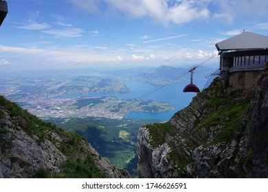 Cable Bar Going Up The Mount Pilatus