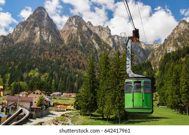 Cable car in Bucegi National park, Carpathian mountain, Romania. Discover Romania concept.