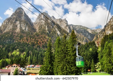 Cable car in Bucegi National park, Carpathian mountain, Romania. Discover Romania concept.