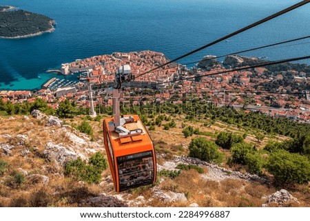 Cable car elevator in old Dubrovnik city in a beautiful summer day, Croatia