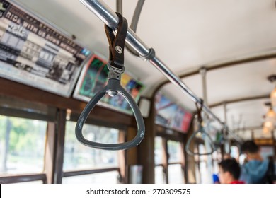 Cable Car Handles for standing passenger inside a bus