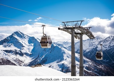 cable car in the italian alps - Sestriere Piemonte Italy